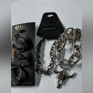 Shyanne Silver Jewelry Set with Bull Skull Pendant